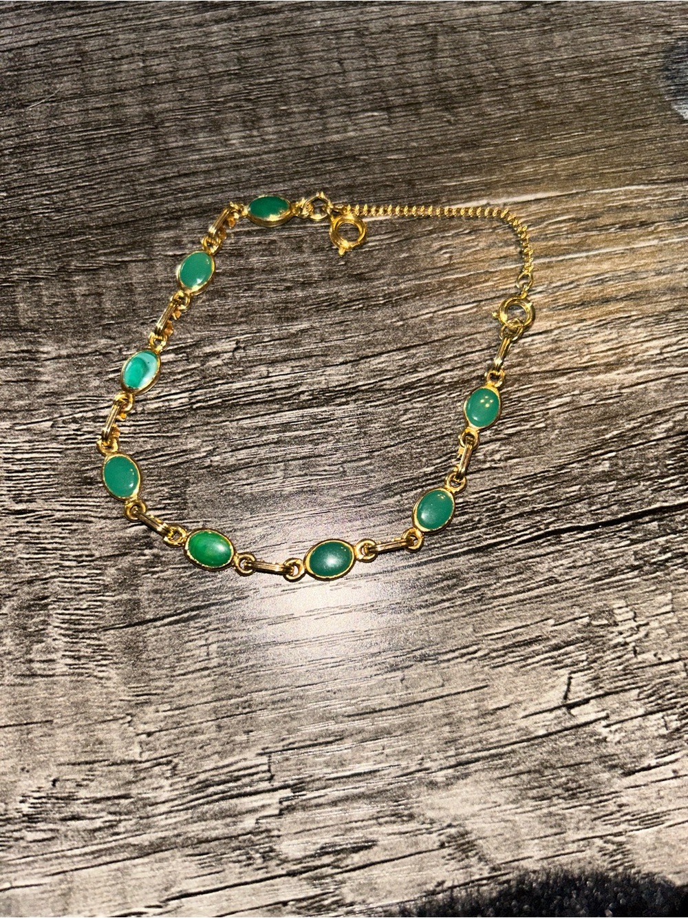 Gold Tone Bracelet with Green - Women Jewelry